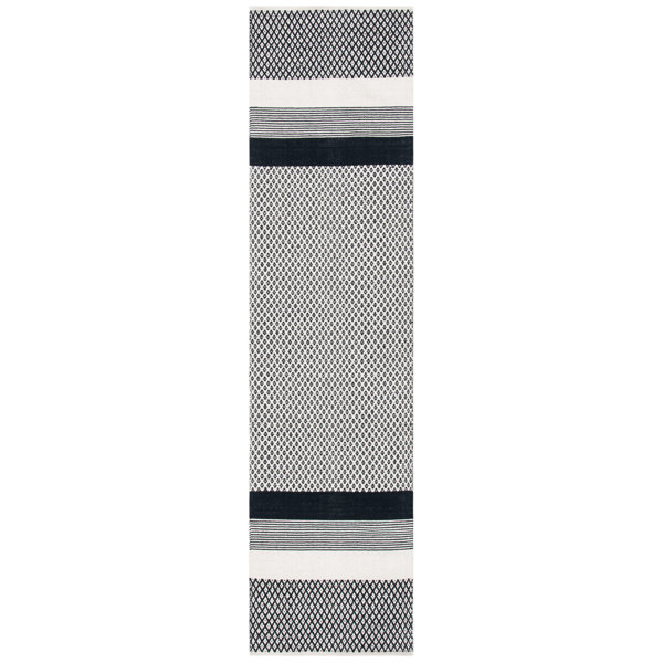 Ebern Designs Amoy Flatweave Cotton Black/Ivory Rug & Reviews Wayfair